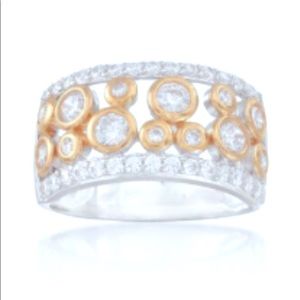 1.06 ct. t.w. CZ Open-Space Bubble Ring in Two-Tone Sterling Silver. Size 9